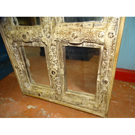 Antigua puerta tallada y transformada en espejo 145x53 cm