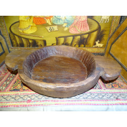 Vecchio piatto in legno del Nepal -9
