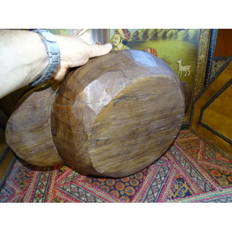Viejo plato de madera de Nepal -9