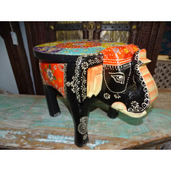 Stool with black and multicolored elephant 50x34x 36 cm high