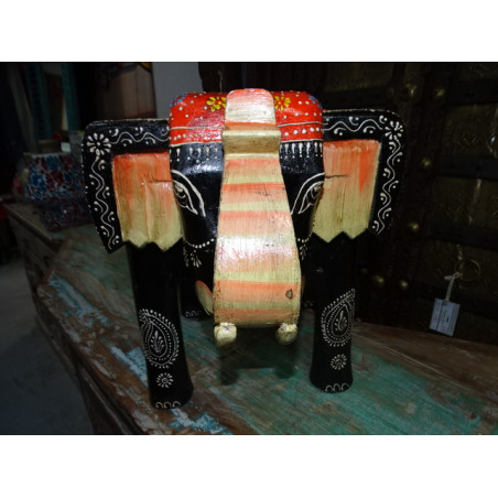 Tabouret avec éléphant noir et multicolor 50x34x 36 cm de haut