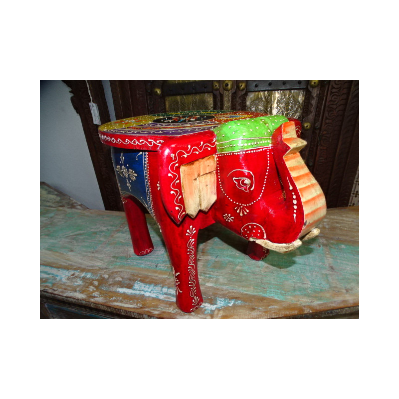 Taburete con elefante rojo y multicolor 50x34x 36 cm alto