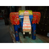 Taburete con elefante turquesa y multicolor 50x34x 36 cm alto