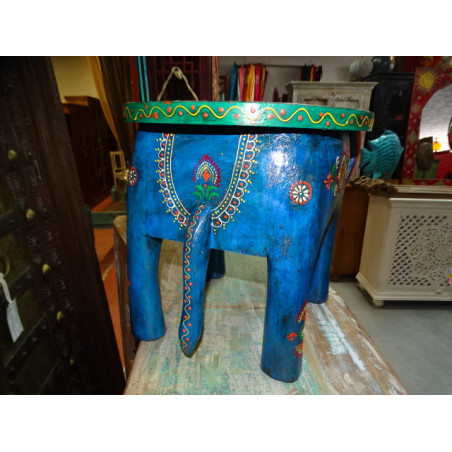 Tabouret avec éléphant turquoise et multicolor 50x34x 36 cm de haut