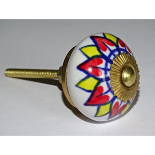 Drawer or door knobs with red and yellow sunflower