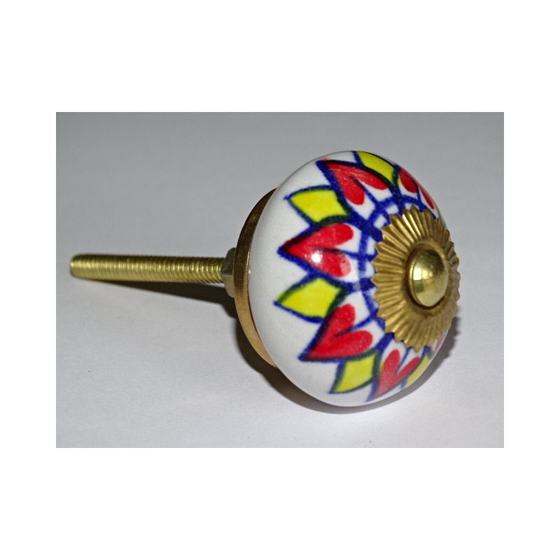 Drawer or door knobs with red and yellow sunflower