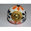 Drawer or door knobs with black and orange flowers