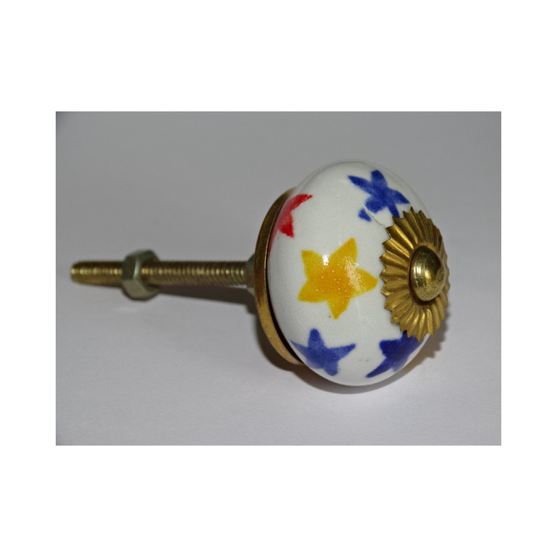 Maniglie per cassetti o porte bianche e stelle multicolori