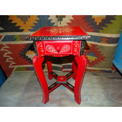 Mesa de pedestal pequeña roja y negra 1 cajón (45 cm de alto)