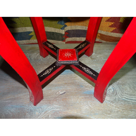 Kleiner rot-schwarzer Säulentisch 1 Schublade (45 cm hoch)