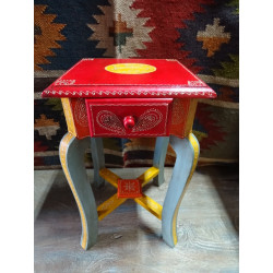 Small multicolored pedestal table 1 drawer (45 cm high)