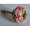 Drawer knobs with red drawn flowers