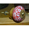 Porcelain drawer handle red azulejos