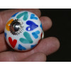 Porcelain drawer handle multicolored hearts