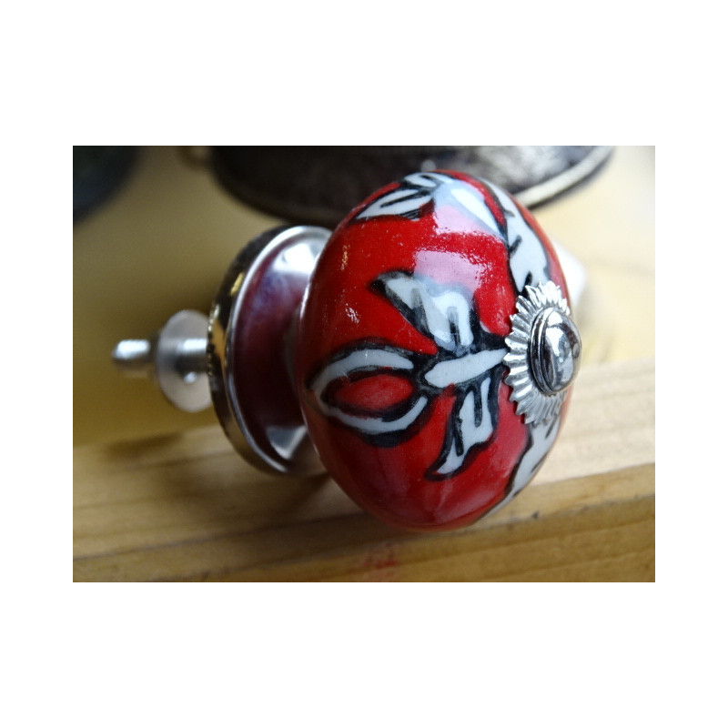 anija del cajón de la porcelana del Arabesque blanco y rojo (plata)