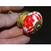 Porcelain flower drawer handle and red ferns