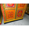 Grande armoire penderie de couleur rouge avec fleurs - 100x60x200 cm