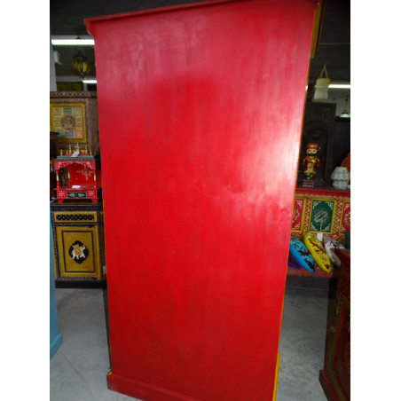 Grande armadio in colore rosso con fiori - 100x60x200 cm