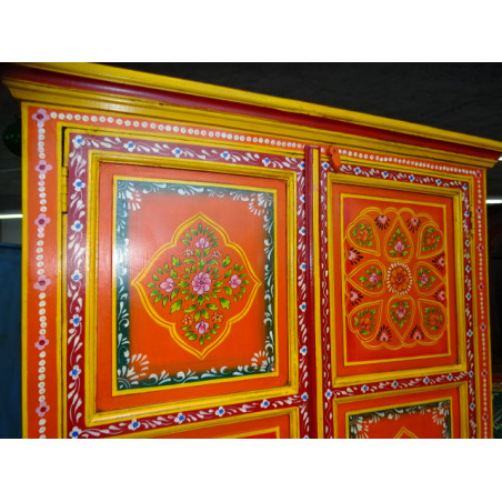 Armario con puertas pintadas de naranja con flores - 100x60x200 cm