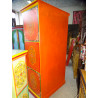 Armario con puertas pintadas de naranja con flores - 100x60x200 cm