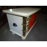 Mango wood chest with orange and brass patina 79x38x46 cm