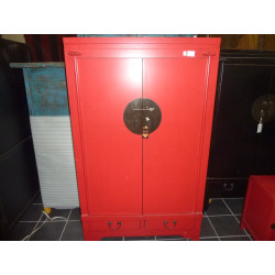 Armoire basse rouge 2 tiroirs 2 portes