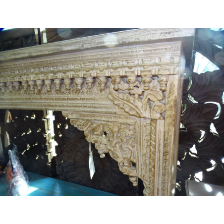 Indian console carved and sanded white patina
