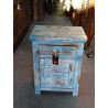 Turquoise bedside with louvered door and 1 drawer cracked paint