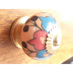 handle saumon flowers reds and turquoise