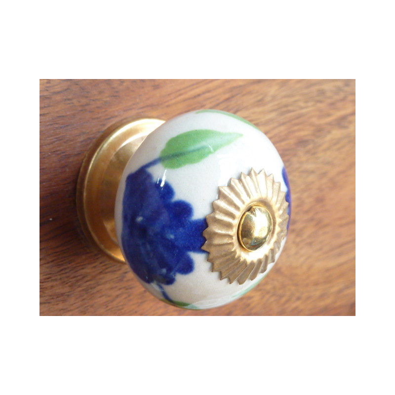 Boutons grande fleur outremer vert pomme