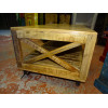 Mesa de centro con teca industrial reciclada con ruedas trolley