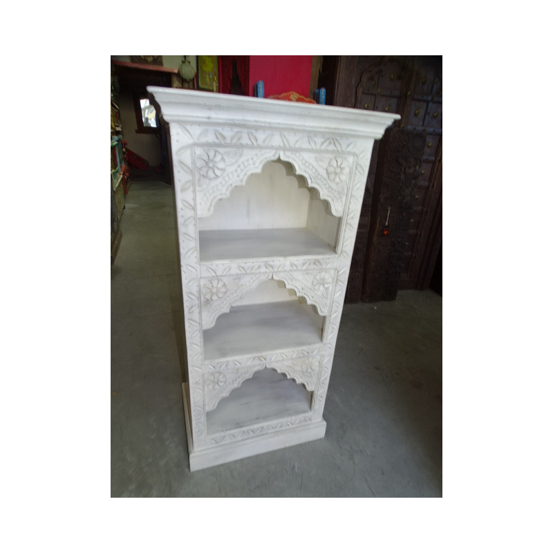 Clear patinated column bookcase with 3 arches 120 cm high