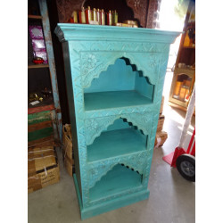 Turquoise column bookcase with 3 arches 120 cm high