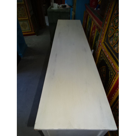 4-türiges Sideboard mit 4 Schubladen, weiß patiniert, 180x90 cm