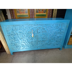 Large carved and turquoise chest of drawers 6 large drawers