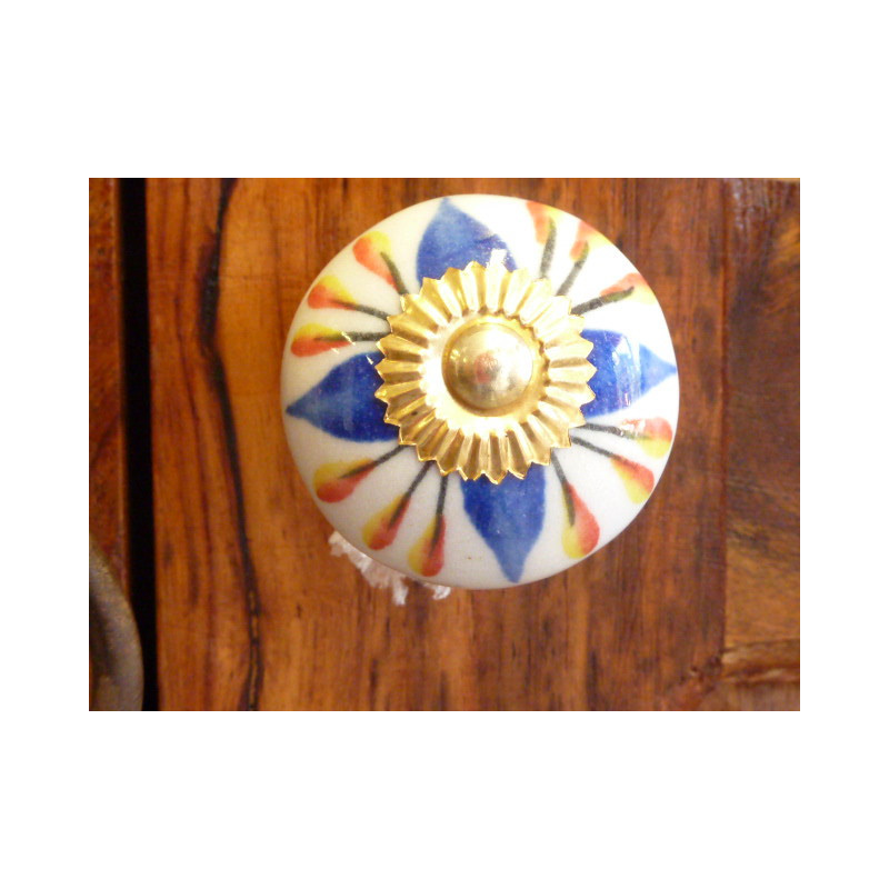 Perillas de los cajones de porcelana flor  azule