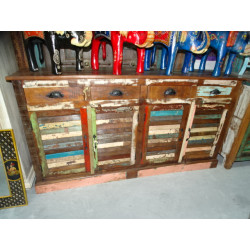 Großes Sideboard aus recyceltem Bahamas-Teakholz mit 4 Türen und 4 Schubladen
