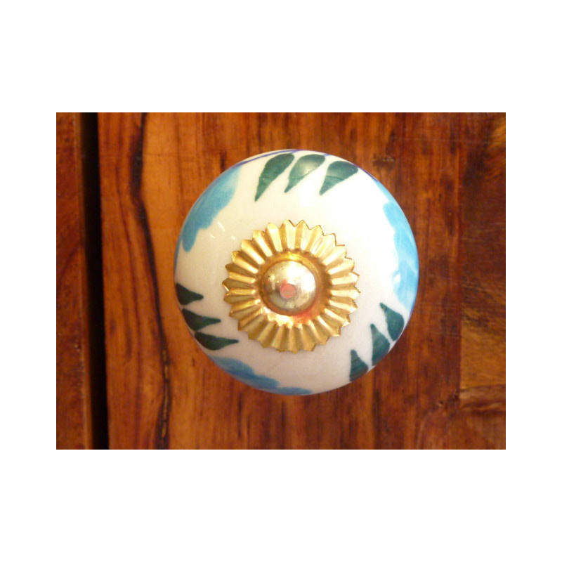 Perillas de los cajones de porcelana flor  azule fougère