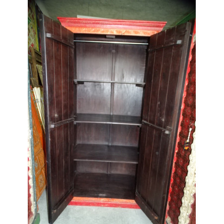 Armoire penderie portes arche et métal rouge 100x60x200 cm