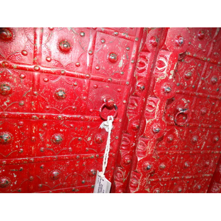 Armoire penderie portes arche et métal rouge et orange