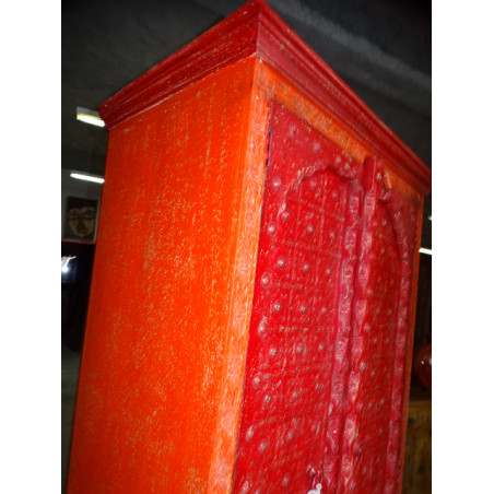 Armoire penderie portes arche et métal rouge et orange