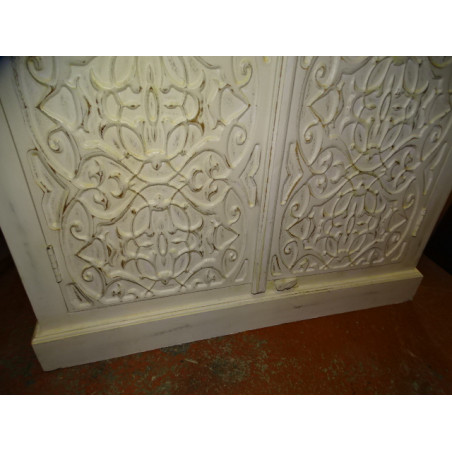 Armario puertas grandes tallado y patinado blanco 90x40x180 cm