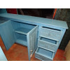 Großes Sideboard 6 Schubladen 2 Türen türkis patiniert und sandgestrahlt - 180 cm
