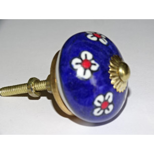 Ultramarin blau und weiß Blumen Schublade Knöpfe oder Tür