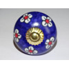 Boutons de tiroirs ou porte bleu outremer et fleurs blanches