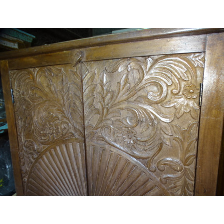 Hand-carved Indian wardrobe with teak patina - 160 cm