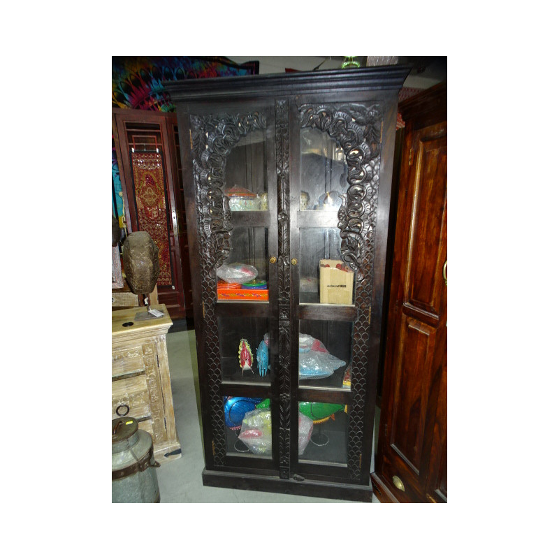Glass cabinet library dark patina..