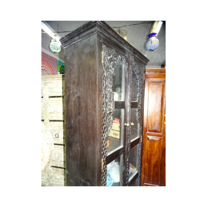 Glass cabinet library dark patina..