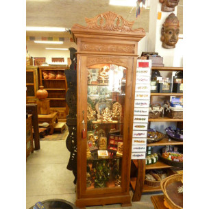 Vitrine column éclairée en teak