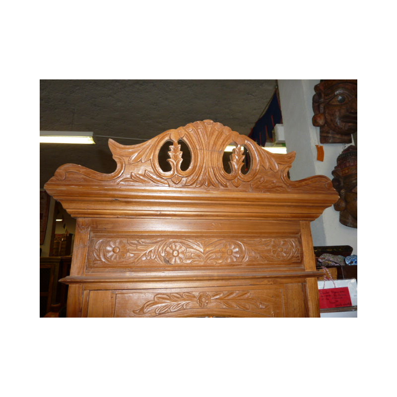 Vitrine colonne éclairée en teck
